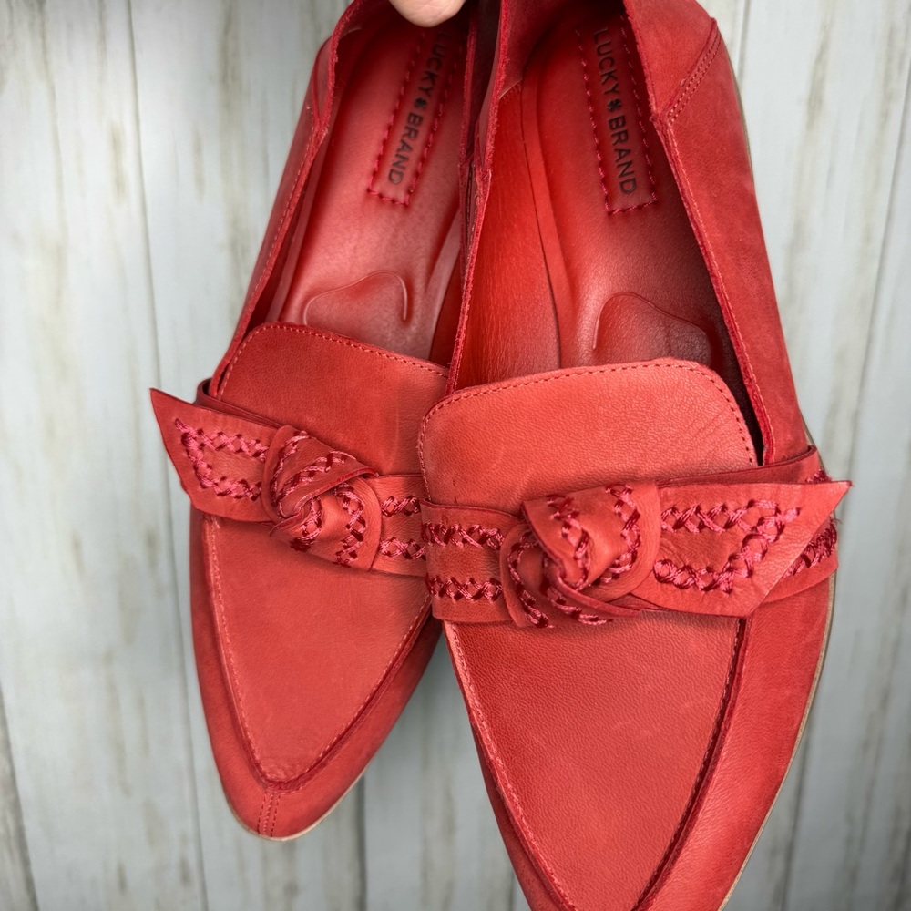 Lucky Brand Leather Red Loafers 10 - Picture 6 of 8